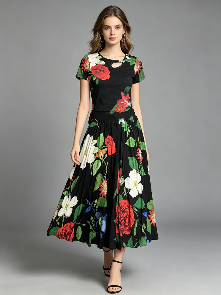 Vintage Fashion T Shirts - Retro summer new two-piece T-shirt with