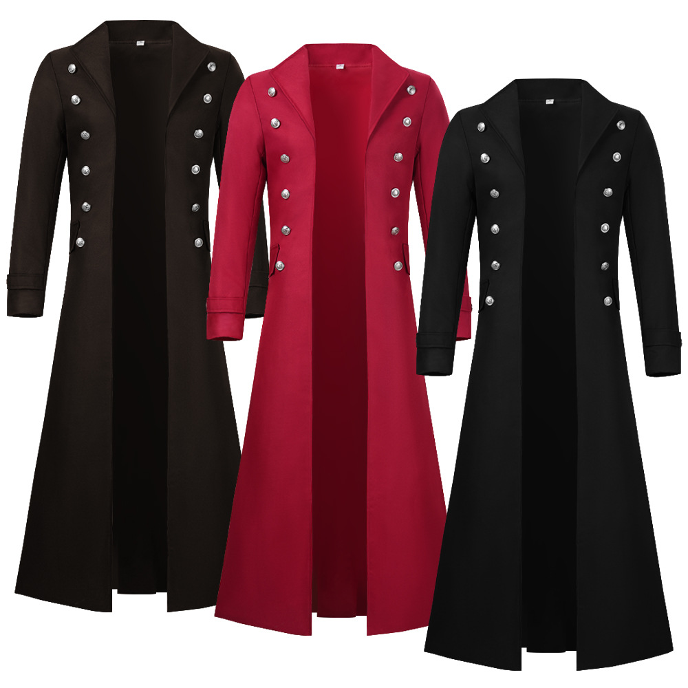 S-2XL Plus Size Men Gothic Tre - Vintage Trench Coat ulasan dan harga