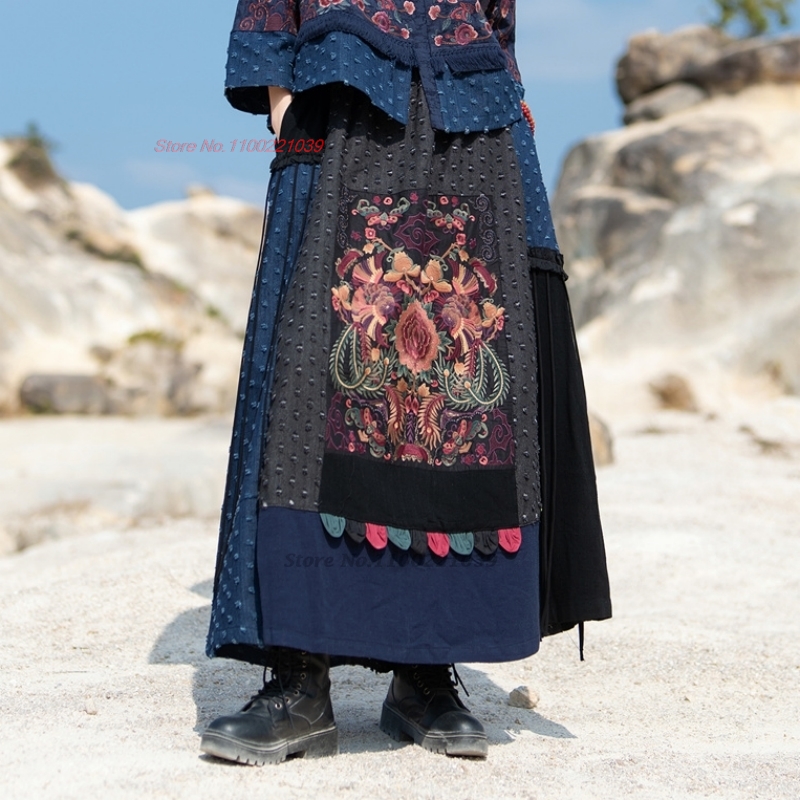2026 traditional ethnic denim  - Denim Skirt Midi Vintage ulasan dan harga