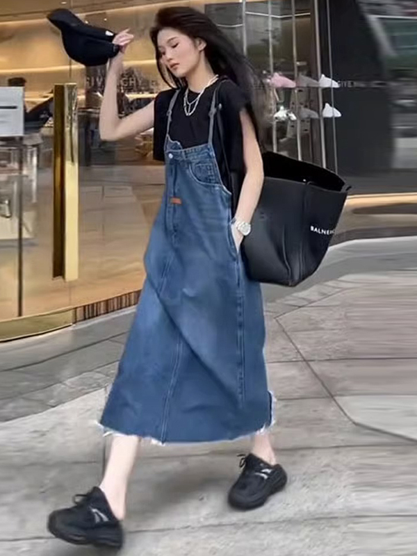 Vintage American Denim Overall - Denim Skirt Midi Vintage ulasan dan harga