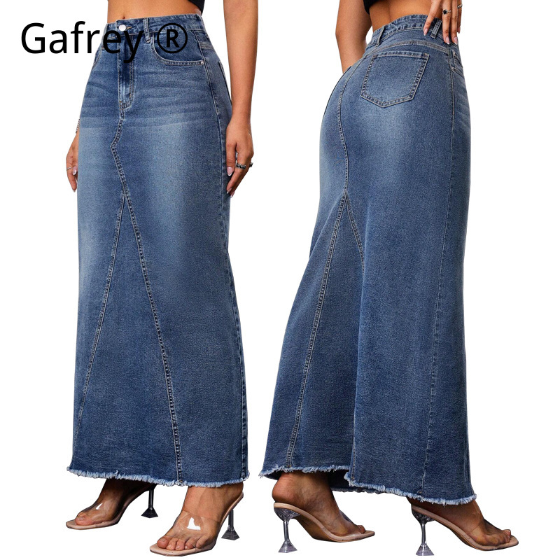 Women Denim Midi Skirt High Wa - Denim Skirt Midi Vintage ulasan dan harga
