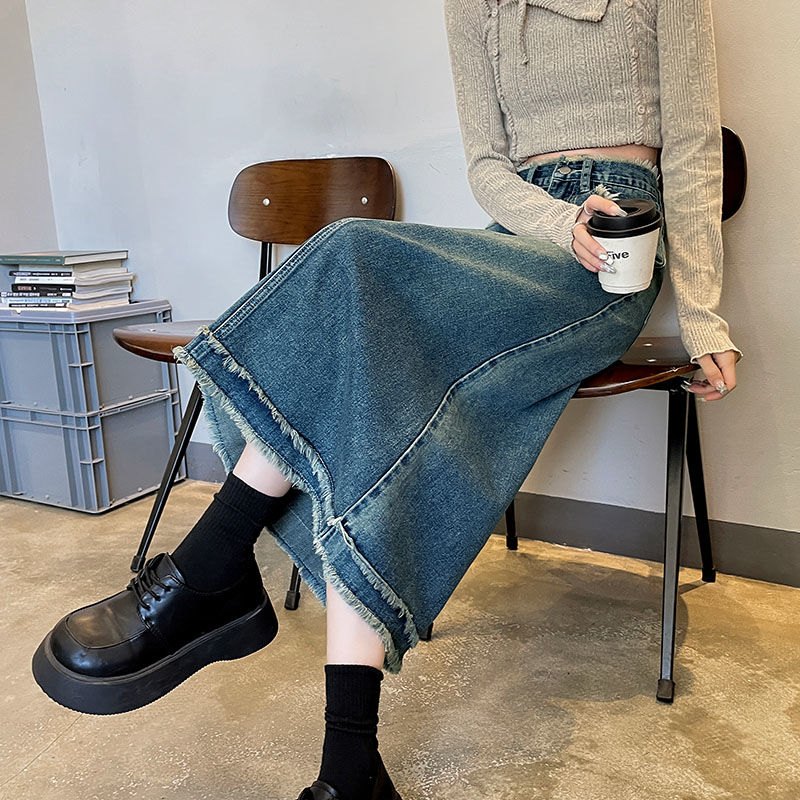 Skirts Women Midi Fashion High - Denim Skirt Midi Vintage ulasan dan harga