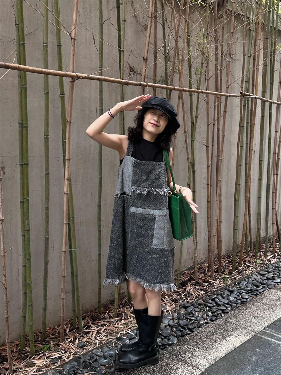 Summer Desert Style Short Slee - Denim Skirt Midi Vintage ulasan dan harga