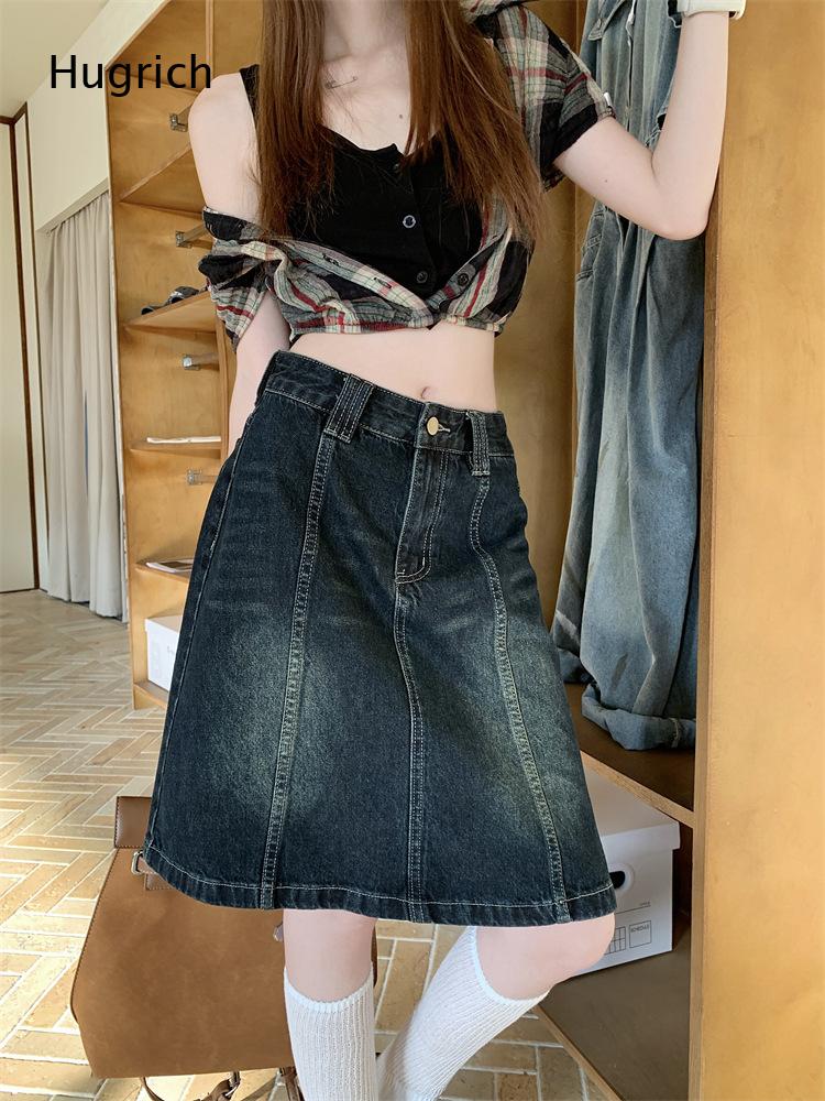 Streetwear Vintage A Line Deni - Denim Skirt Midi Vintage ulasan dan harga