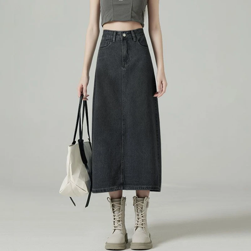 Denim Skirts Women Midi Back-s - Denim Skirt Midi Vintage ulasan dan harga