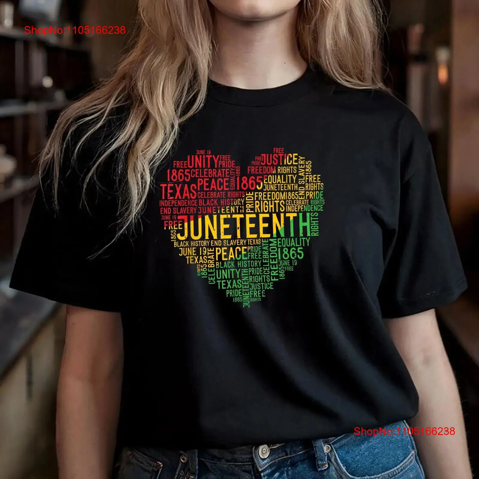 Juneteenth Heart T Shirt Black - Vintage Fashion History ulasan dan harga