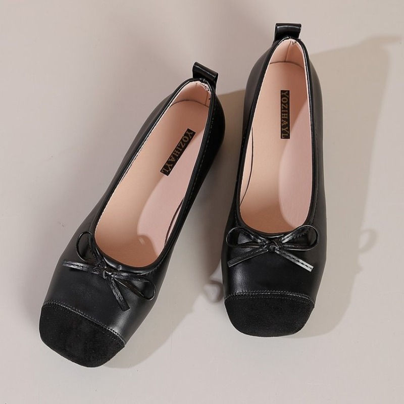 Women Color Block Square Toe B - Vintage Fashion Ladies ulasan dan harga