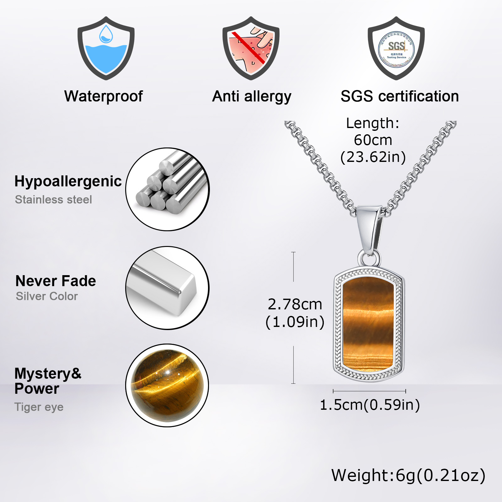 Vnox Stainless Steel Tiger Eye - Vintage Fashion Labels ulasan dan harga
